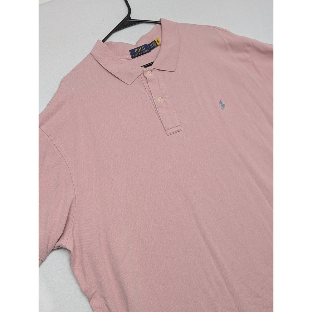 Polo Ralph Lauren Mens 3XB Pink Cotton Pique Short Sleeve Polo Shirt Pony Logo